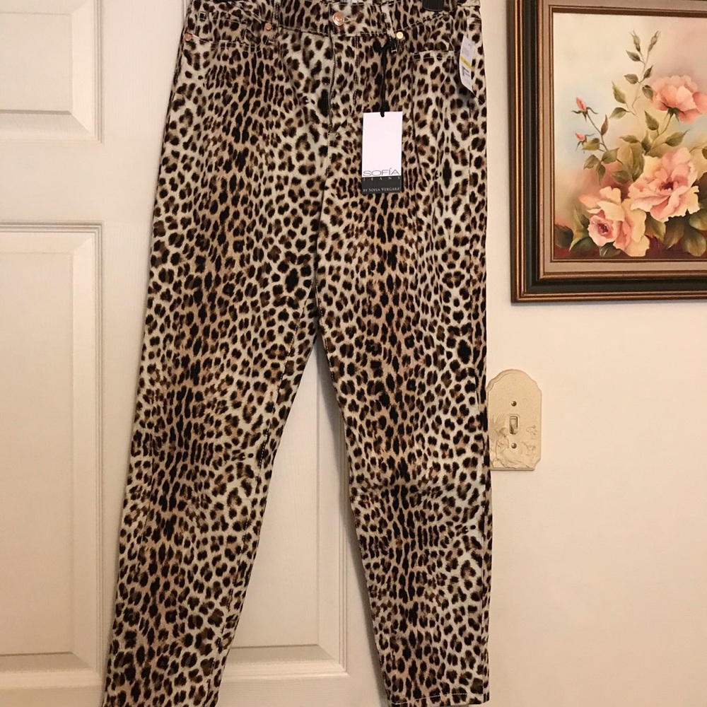 Animal print jeans